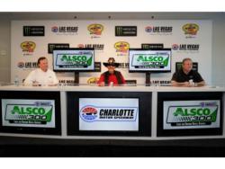 From left, NASCAR team owners Richard Childress and Richard Petty joined Jim Divers, the director of sales and marketing for Alsco, on Sunday at Las Vegas Motor Speedway to announce Alsco’s sponsorship of the Alsco 300 NASCAR XFINITY Series race on May 26 at Charlotte Motor Speedway