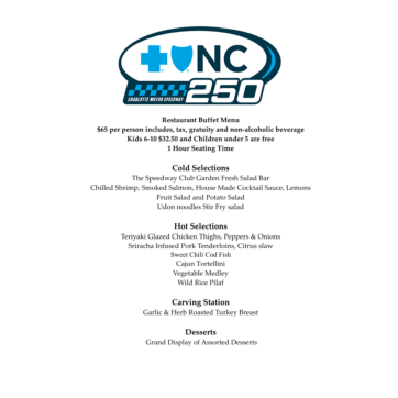 Blue Cross NC 250 Menu