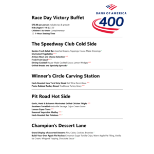 Bank of America 400 Menu