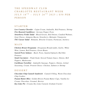 Queen's Feast<br> Charlotte Restaurant Week<br> Summer Menu