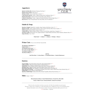 Dinner Menu