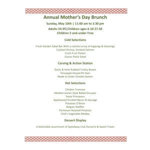 Mother's Day Brunch Menu