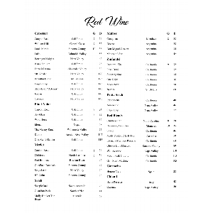 Red Wine List