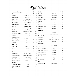 Red Wine List