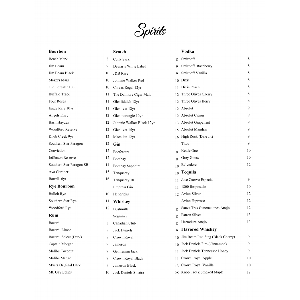 Spirits Menu