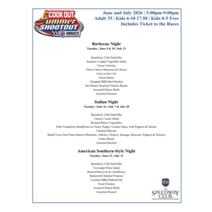 Summer Shootout Menu