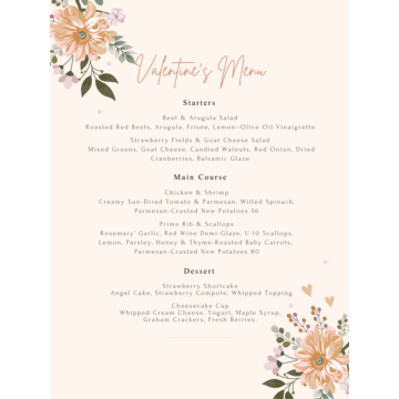 Valentine’s Day Menu
