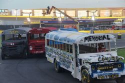 Area clergy will race 10-ton school buses in Tuesday's seventh round of the Bojangles' Summer Shootout at Charlotte Motor Speedway presented by the North Carolina Virtual Academy