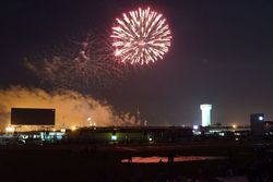 Fireworks illuminate the night sky on Tuesday during a July 4 fireworks show in the Bojangles' Summer Shootout at Charlotte Motor Speedway.