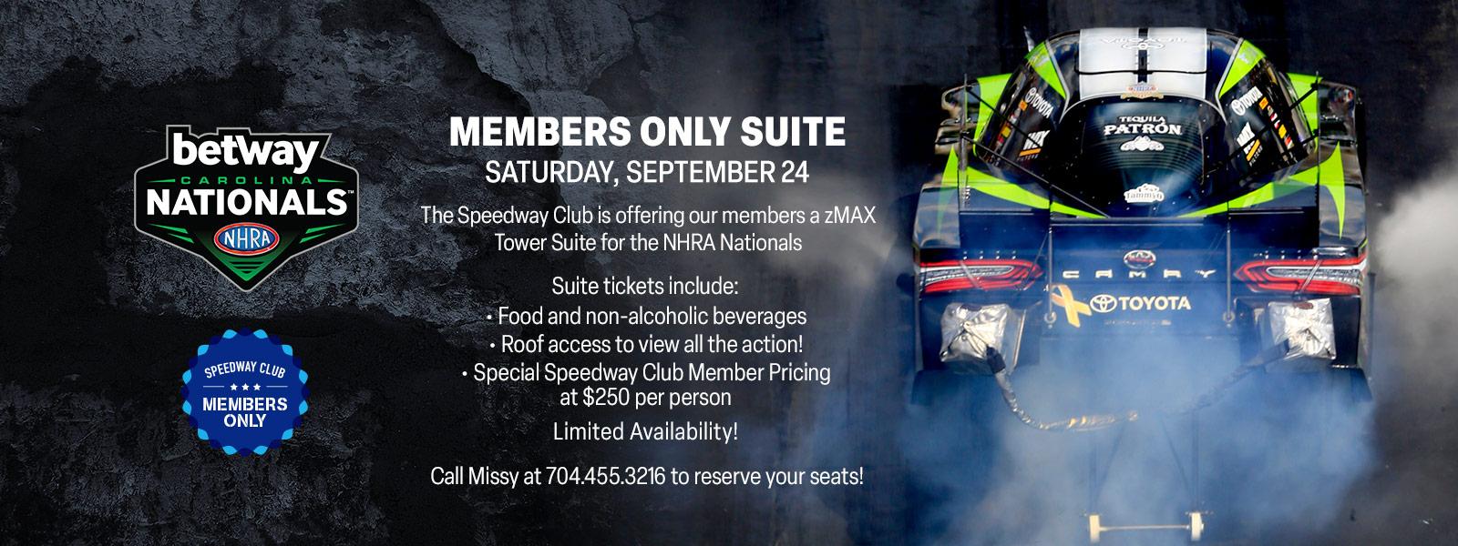 Betway NHRA Carolina Nationals Members Only Suite