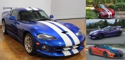 Former NASCAR crew chief Ray Evernham's 1995 Dodge Viper (left), a gift from team owner Rick Hendrick after Jeff Gordon's Cup Series championship, will highlight a display to the iconic sports car at this fall's Pennzoil AutoFair presented by Advanced Auto Parts, Sept. 21-24
